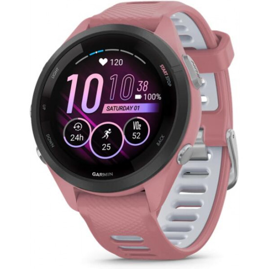 Garmin Forerunner 265s futóóra pink-szürke szilikon szíjjal (010-02810-15)