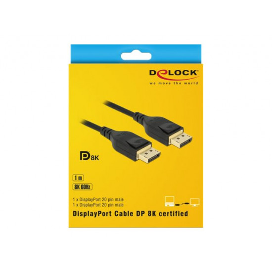 Delock DisplayPort kábel, 8K, 60Hz, 1m (85658)