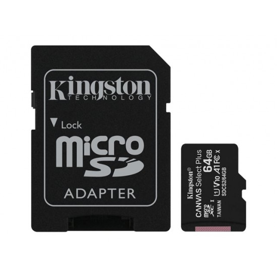 Kingston Canvas Select Plus 64GB microSDXC CL10 memóriakártya + adapter (SDCS2/64GB)