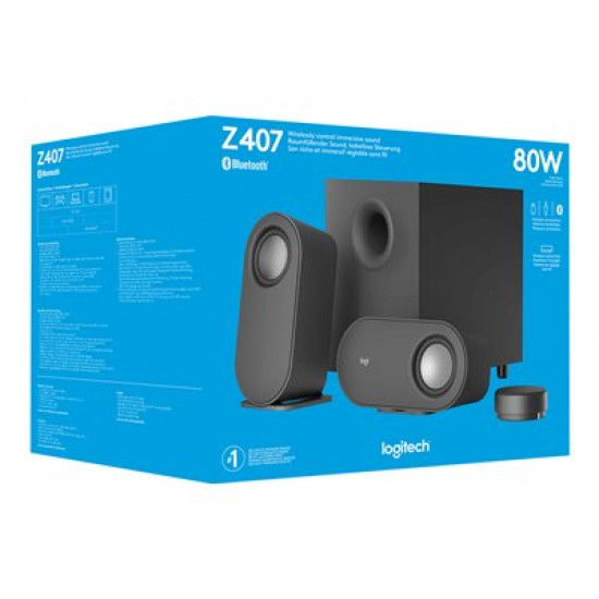 Logitech Z407 2.1 hangszórórendszer Bluetooth-kapcsolattal fekete (980-001348)