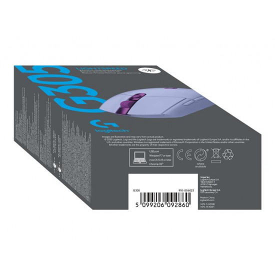 Logitech G305 LIGHTSPEED vezeték nélküli optikai Gaming egér lila (910-006022)