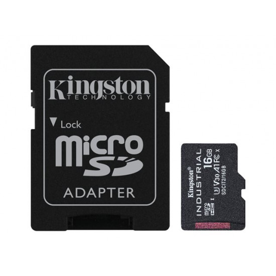 KINGSTON 16GB microSDHC Industrial C10 A1 pSLC Card + SD Adapter