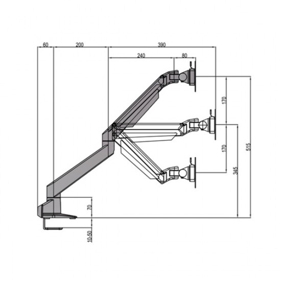 Multibrackets Gas Lift asztali monitortartó konzol VESA 100x100, 75x75 ezüst (7350022737167)