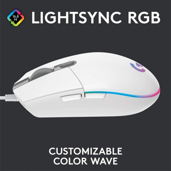 Logitech G203 LIGHTSYNC gaming egér fehér (910-005797)