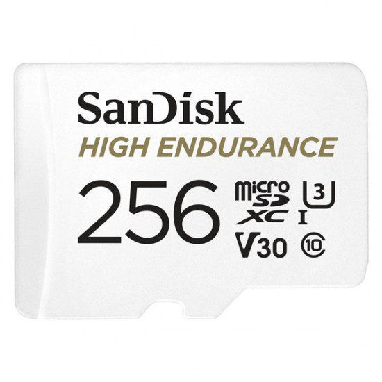 Sandisk HIGH ENDURANCE 256GB 100 MB/S, C10, U3, V30 SDXC memória kártya