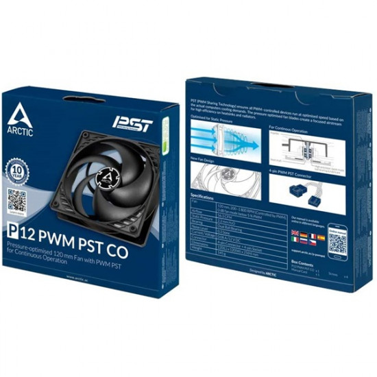 Arctic P12 PWM PST CO ház hűtő ventilátor 12cm fekete-fekete (ACFAN00121A)