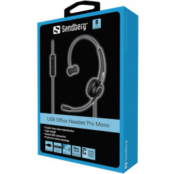 SANDBERG Headset mikrofonnal, USB Office Headset Pro Mono, Fekete