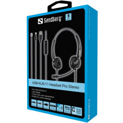 SANDBERG Headset mikrofonnal, USB+RJ9/11 Headset Pro Stereo, Fekete