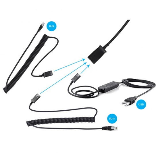 SANDBERG Headset mikrofonnal, USB+RJ9/11 Headset Pro Stereo, Fekete SANDBERG Headset mikrofonnal, USB+RJ9/11 Headset Pro Stereo, Fekete