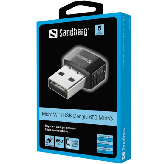 SANDBERG USB-adapter, Micro Wifi Dongle 650 Mbit/s