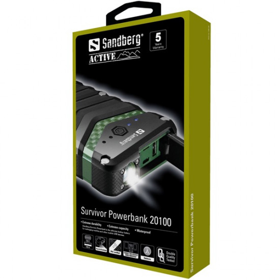 SANDBERG Hordozható akkumulátor, Survivor Powerbank 20100 SANDBERG Hordozható akkumulátor, Survivor Powerbank 20100