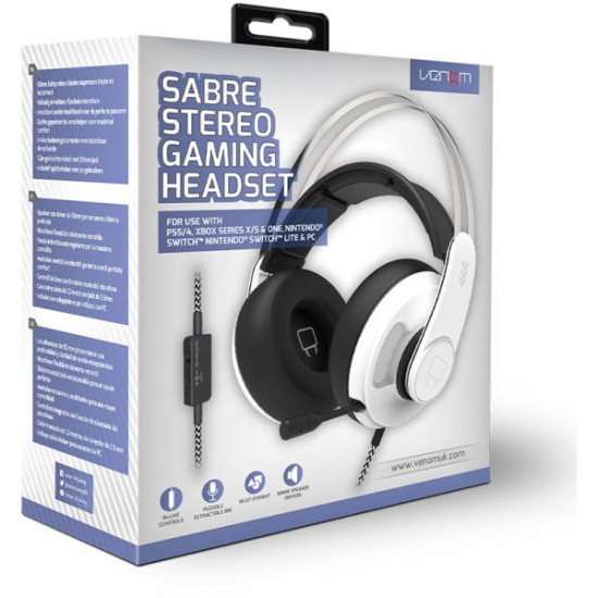 VENOM Sabre Gaming Stereo Headset - Fehér (VS2876)