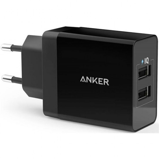 ANKER PowerPort II 2 Hálózati Töltő, 2 portos, 24W USB, fekete (A2021L11)