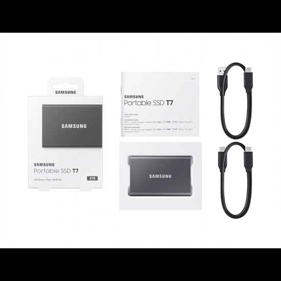 SAMSUNG Portable SSD T7 2TB extern USB 3.2 Gen 2 indigo titan grey