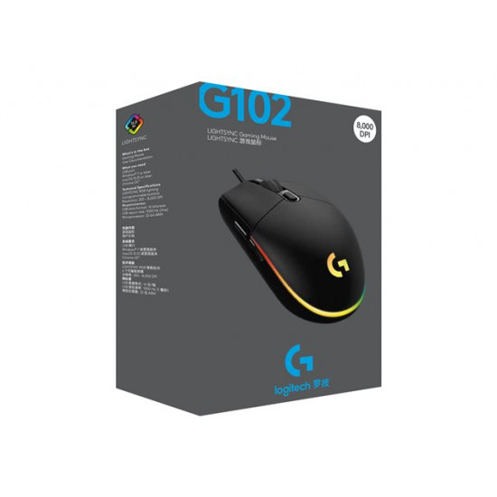 Logitech G102 LIGHTSYNC gaming egér fekete (910-005823)