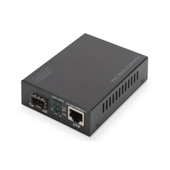DIGITUS Gigabit PoE+ (RJ45-SFP) 30W SFP modul nélküli média konverter (DN-82140)