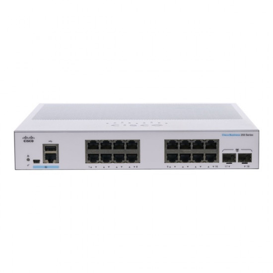 Cisco CBS250-16T-2G 16x GbE LAN 2x SFP port L3 menedzselhető switch