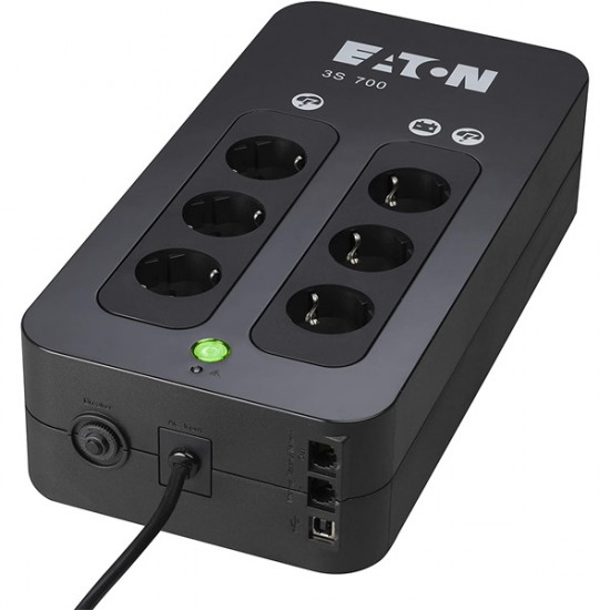 EATON UPS 3S (3+3 Schuko) 700VA (420 W) OFFLINE szünetmentes tápegység, torony - USB interfész felügyeleti szoftverrel