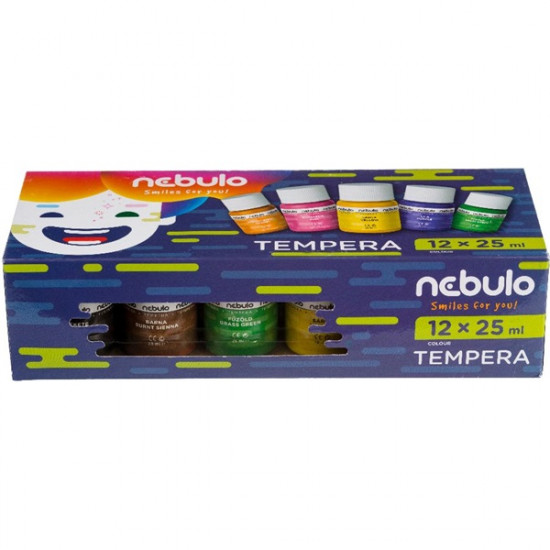 Nebulo 25ml-es 12 színű tégelyes tempera készlet (NTF-25-12)