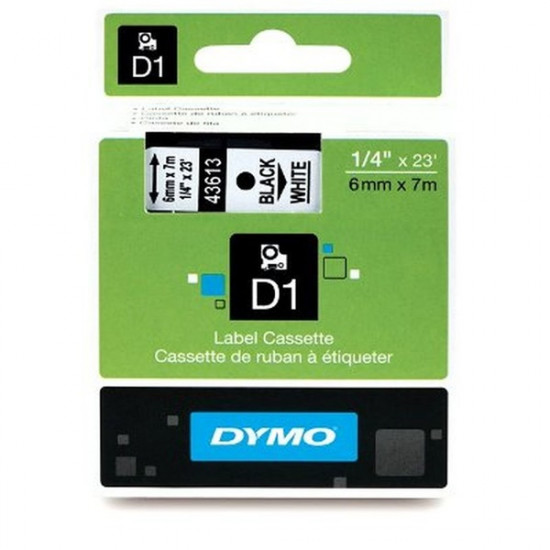 Dymo D1 6mmx7m fehér/fekete feliratozógép szalag Dymo D1 6mmx7m fehér/fekete feliratozógép szalag