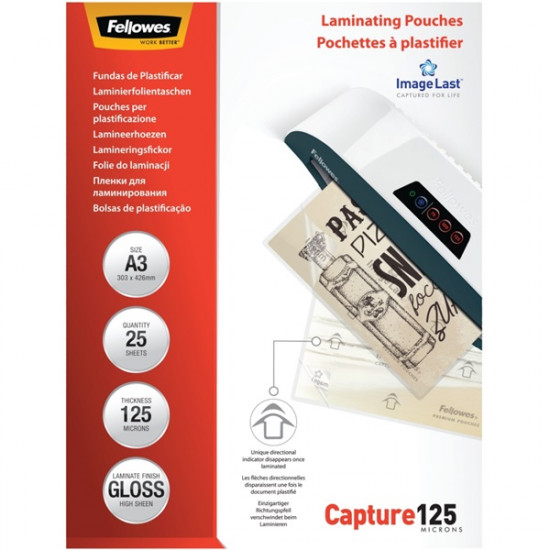 Fellowes lamináló fólia, 125mic 303x426 mm - A3, 25 db (5396501)