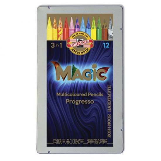 Koh-I-Noor 8772 Progresso Magic henger alakú 12db-os vegyes színű színes ceruza (7140110004)