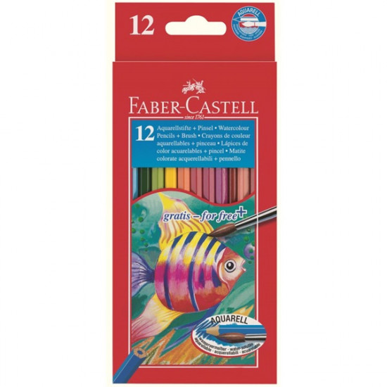 Faber-Castell akvarell 12db-os vegyes színű színes ceruza + ecset (P3033-1897)