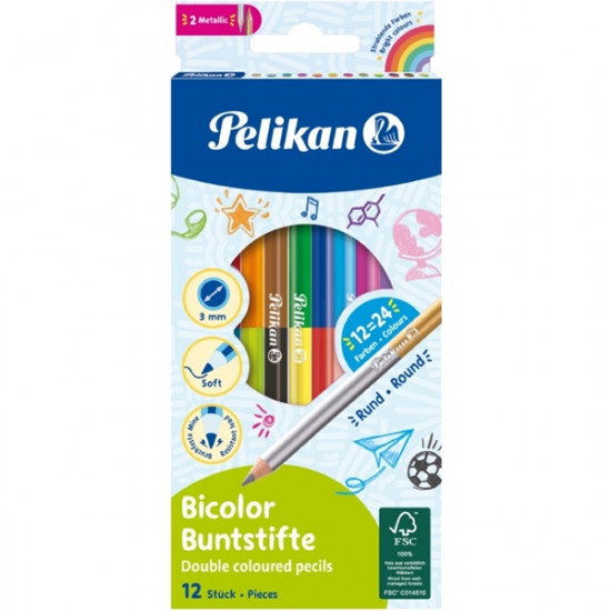 Pelikan Bicolor 12 db ceruzában 24 szín színesceruza készlet (00700146)