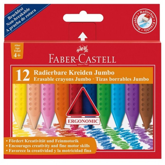 Faber-Castell Grip Jumbo 122540 háromszögletű 12db-os vegyes színű zsírkréta (P0010-5184)