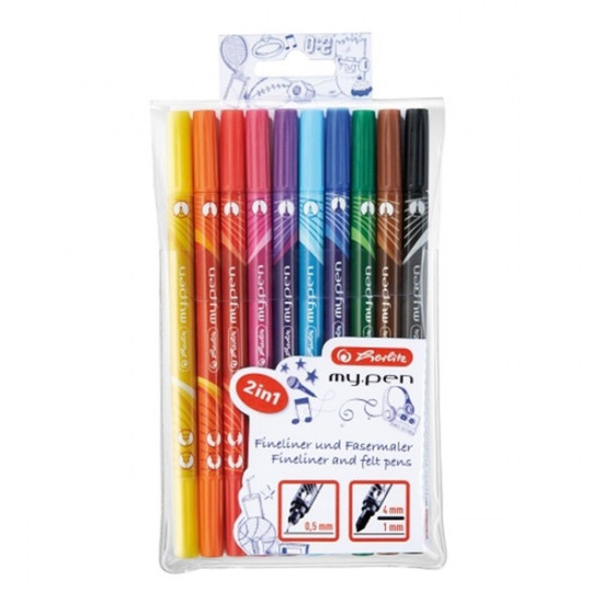 Herlitz my.pen kétvégű 10db-os vegyes színű filctoll készlet (11367232)