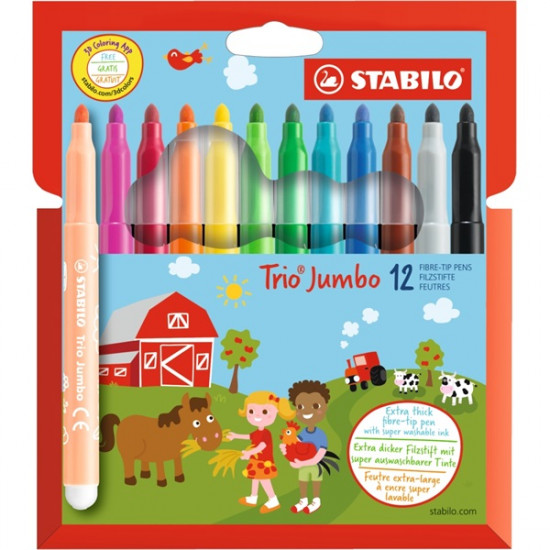 Stabilo Trio Jumbo 12db-os vegyes színű filctoll készlet (380/12)