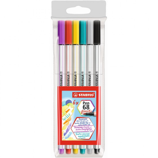 Stabilo Pen 68 brush 6db-os vegyes színű ecsetfilc (568/06-11)