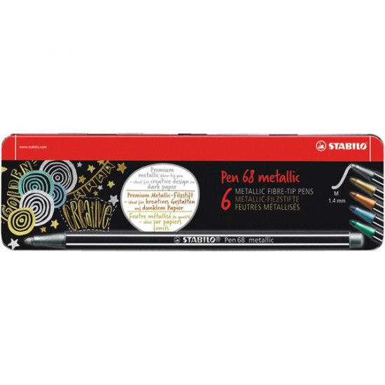 Stabilo Pen 68 metallic fémdobozos 6db-os vegyes színű filctoll készlet (6806/8-32)