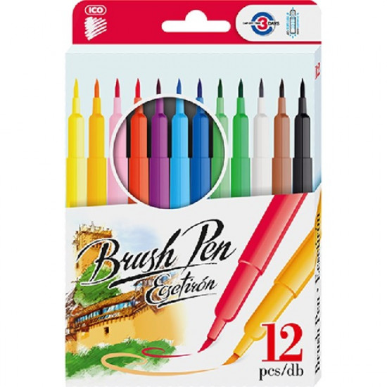 ICO Brush Pen D12 12 különféle színű ecsetirón (9580080053)