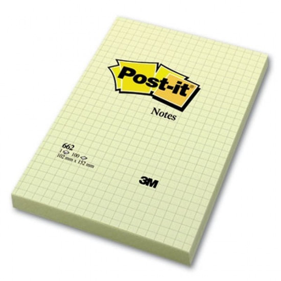Post-it 102x152mm kockás öntapadós sárga jegyzettömb (7100172739)