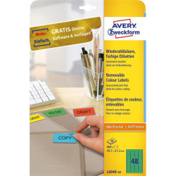 Avery 45.7mm x 21.2mm visszaszedhető 960db-os zöld etikett (L6040-20)