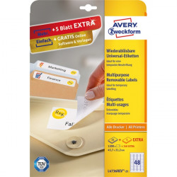 Avery L4736REV-25 45,7x21,2mm visszaszedhető 1440db-os etikett (L4736REV-25)