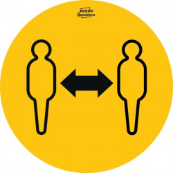 Avery 20cm sárga 12db-os 5 féle koronavírus információs címke szett (49415)