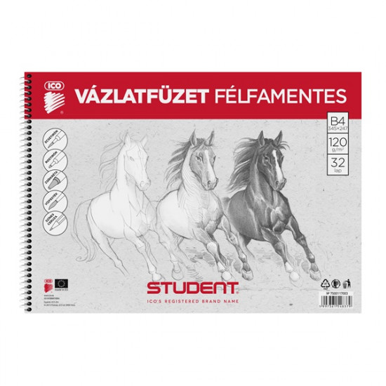 ICO Student B4 félfamentes vázlatfüzet (7500117003)