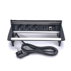 TOO RPS-111-3BR IP20, 3x 2P+F, HDMI, RJ45, 2x USB-A, szálcsiszolt asztalba süllyeszthető elosztó
