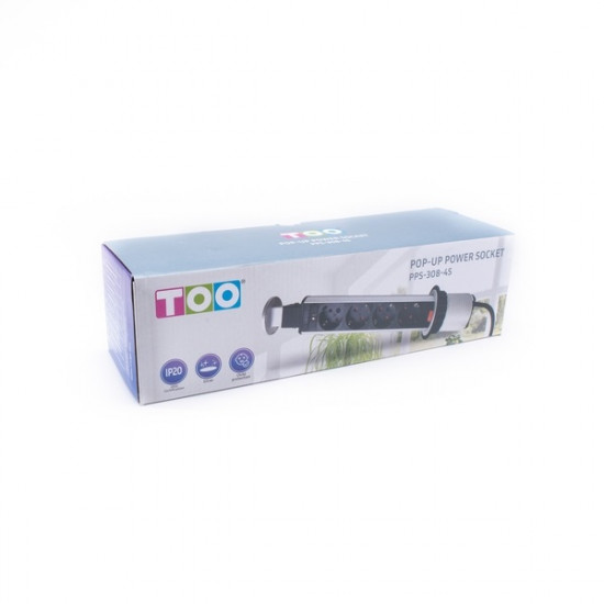 TOO PPS-308-4S IP20, 4x 2P+F, ezüst asztalba süllyeszthető elosztó TOO PPS-308-4S IP20, 4x 2P+F, ezüst asztalba süllyeszthető elosztó