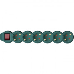 Somogyi Kapcsolós hálózati elosztó, 6 aljzat, 3m, zöld (NV 6K-3/GR/1,5)