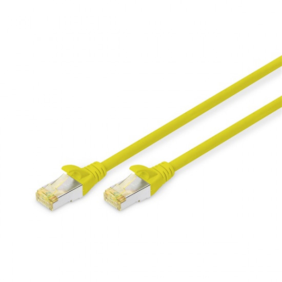 Digitus RJ45 CAT 6A S/FTP 1.00 m Sárga Halogénmentes, sodort érpár, Védővel, Lángálló Hálózat Csatlakozókábel 