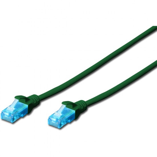 Digitus RJ45 CAT 5e U/UTP 1x RJ45 dugó - 1x RJ45 dugó 10 m Zöld UL minősített  Hálózat csatlakozókábel