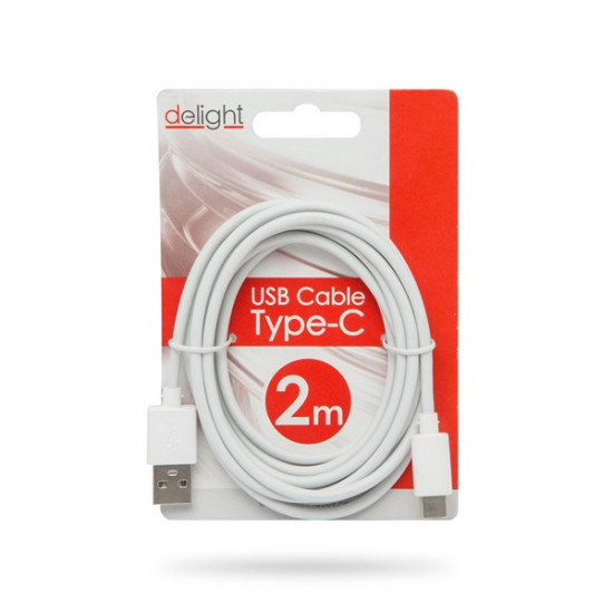Delight USB-C töltőkábel 2m, fehér (55550WH-2)