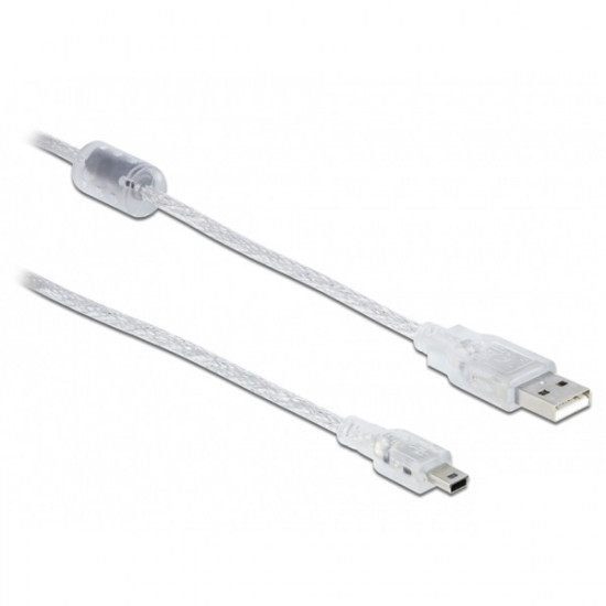Delock USB 2.0 Type-A - USB 2.0 Mini Type-B kábel, 0.5m, áttetsző (83904)