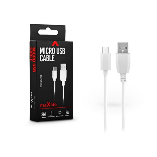 Maxlife 3m USB-microUSB fehér adat- és töltőkábel (TF-0077)