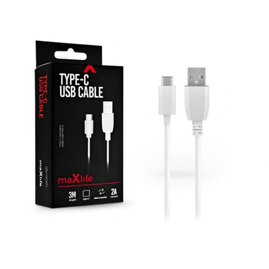 Maxlife 5V/2A 3m USB-Type-C fehér adat- és töltőkábel (TF-0019)