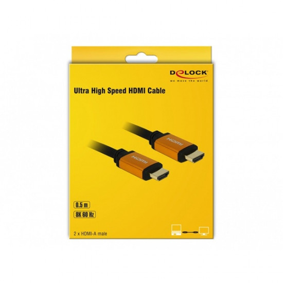 Delock HDMI 2.1 kábel apa - apa, 8K, 60HZ, 0.5m (85726)