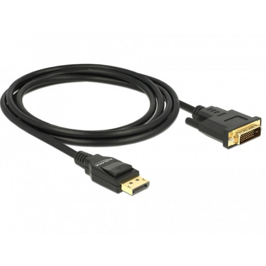 Delock Displayport 1.2 apa - DVI 24+1 pin apa passzív kábel, 2m, fekete (85313)